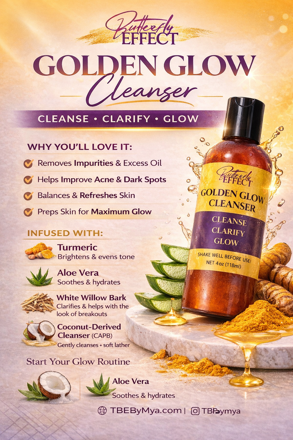 GOLDEN GLOW CLEANSER | DARK SPOT CORRECTOR - The Butterfly Effect