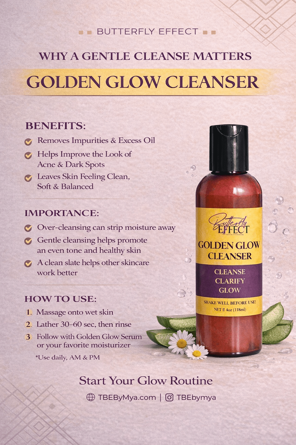 GOLDEN GLOW CLEANSER | DARK SPOT CORRECTOR - The Butterfly Effect